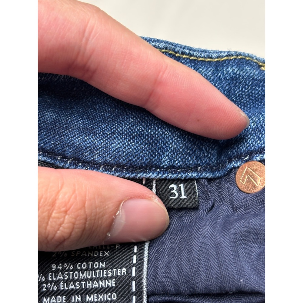 7 For All Mankind A Pocket Flare Jeans Medium Wash Blue Denim Womens Size 31X33 - Picture 5 of 13